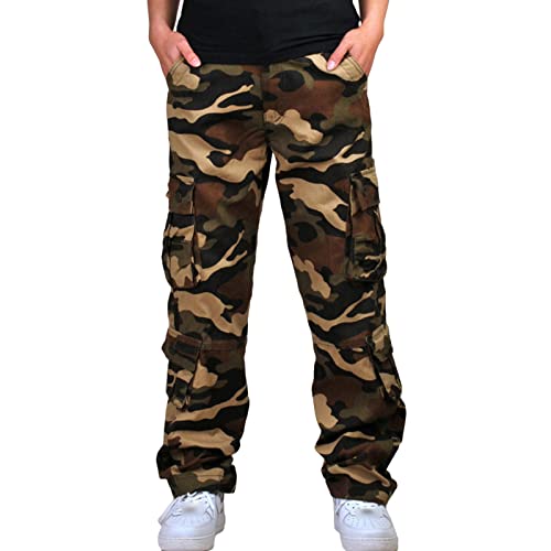 Pantalon cargo multi-poches pour hommes en coton à taille moyenne