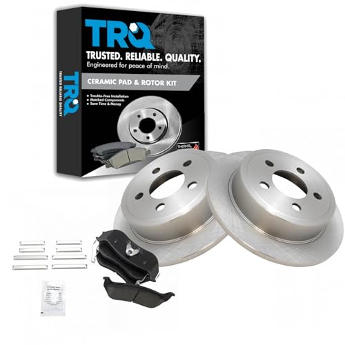 Image of TRQ Rear Brake Pad and Rotor Set Ceramic Solid Rotors