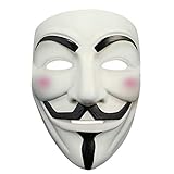 Halloween Masquerade Anonymous V for Vendetta Guy Mask with Sticker (White 1)