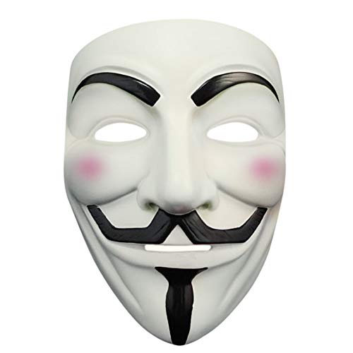 Halloween Masquerade Anonymous V for Vendetta Guy Mask with Sticker (White 1)