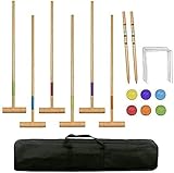 Gran relación calidad-precio: NWhomies Croquet Set incluye 6 mazos de color, 6 bolas, 9 ventanillas, 2 postes de extremo, 1 bolsa de transporte. Todo lo que necesita en un set a un precio razonable.