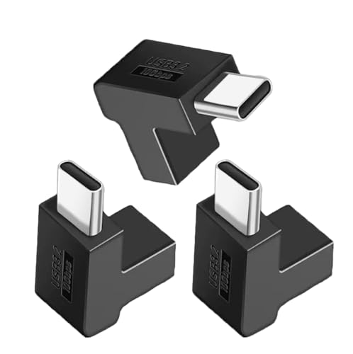 SELIACR Adaptador USB C 90 graus (pacote de 3), USB C 3,2 macho para fêmea 10 Gbps 5A/30 V OTG adaptadores USB de direção vertical 90 graus compatível com USB-C Tablet Phones