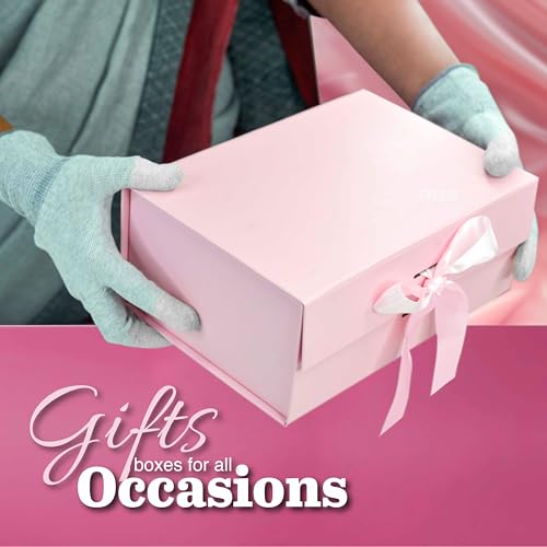 Image of RBS - Foldable Gift Box with Ribbon 23 x 16 x 10cm Gift Box for Packing (1 Pack) Multi-Purpose Gift Boxes for Presents Decorative Hamper Box Return Gift Boxes for Packaging (Pink - S)