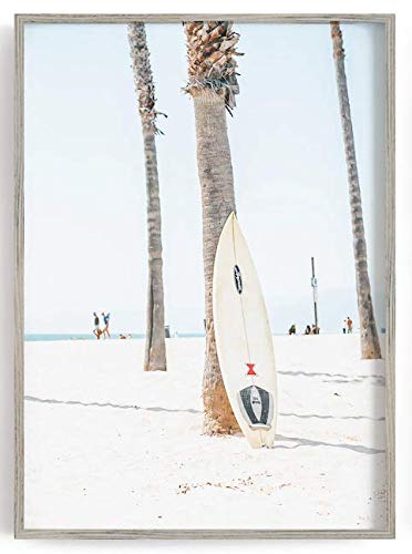 Coastal wall art set of 6 beach prints, Summer California print, ocean print, beach print, Van, Soft pastel art, Surfboard, Palm print, surf Print, 6 piece Print, Unframed - Image 6