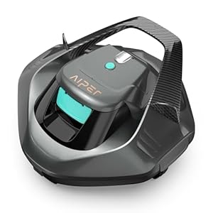 AIPER Poolroboter, Kabellos Poolsauger Akku, Bodensauger mit 90 Min Laufzeit, Automatisches Parken, Dual-Antriebsmotoren & LED-Anzeigen, Ideal für Flachem Boden Pool bis zu 80 m²