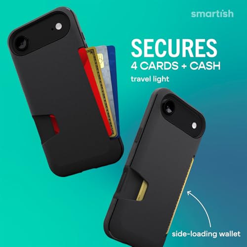 Image of Smartish iPhone Air Wallet Case + Screen Protector - [Slim + Protective] Phone Case Credit Card Holder + 2-Pack Tempered Glass Screen Protectors for Apple iPhone Air - Black Tie Affair