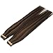 GOO GOO Tape in Hair Extensions Human Hair, 2/6 Dark Brown Highlighted Chestnut Brown, 18inch 50g 20pcs, Thick Ends Straight Seamless Tape in, Invisible Tape in Hair Extensions Human Hair