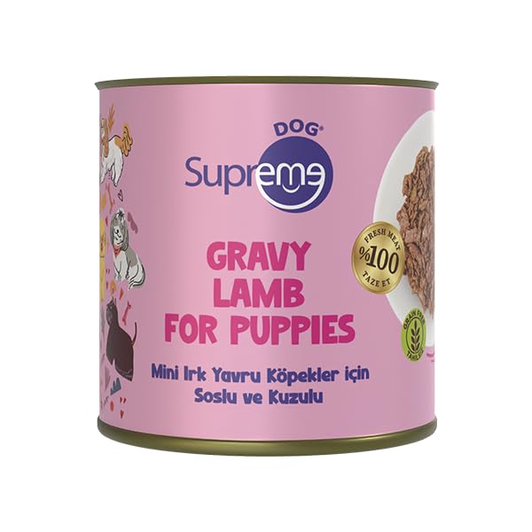 Supreme Dog Mini Irk Yavru Köpek Konserve Maması, Tavuk & Kuzu Etli, Yüksek Proteinli Soslu Islak Mama 200 gr