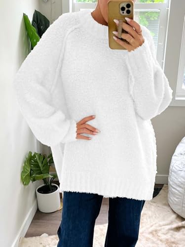 Image of Saodimallsu Womens Oversized Sweater Fuzzy Long Sleeve Casual Tunic Sweater