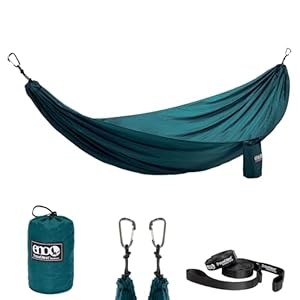 ENO TravelNest Hammock & Straps Combo – Portable Hiking and Camping Hammock with Straps Included – Travel Hammock for Camping, Hiking, Backpacking, a Festival, or The Beach – Marine