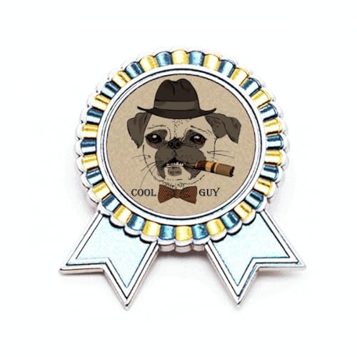 Broche style britannique chien et cigarette, épingle en métal pour personnaliser un sac