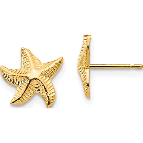 14K Yellow Gold Madi K Starfish Post Earrings (10 X 8) Made In United States se2058