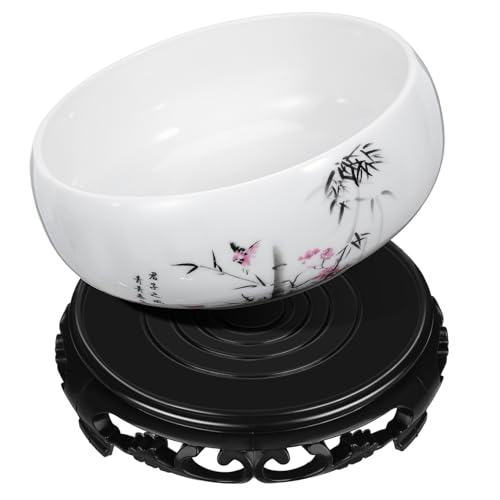 ibasenice Vaso Per Piante in Ceramica Per Coltivazione Con Base in Plastica Vaso Per Fiori Rotondo in Ceramica Adatto Per Ufficio Casa Balcone