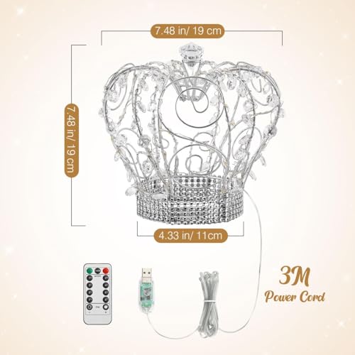 Lewondr Christmas Tree Topper, Metal Frame Treetopper Crown with 50 Warm Light Beads, Remote & USB Operated 6H Timer Tree Topper with Lights, Xmas Tree Decor for Holiday Home Decoration, Silver by Lewondr - Image 8