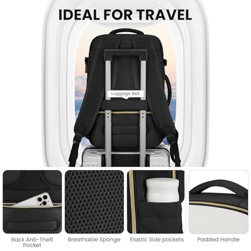 Image of YAMTION 42L Large Travel Backpack for Women,Carry On Luggage with 4 Packing Cubes, Airline Approved Weekender Bookbags for Personal Items fits 18 Inch Laptop