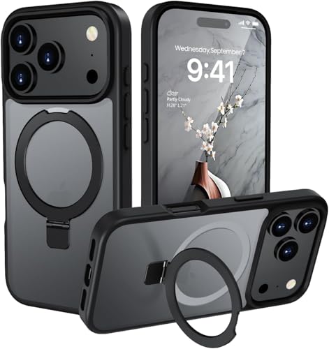 Image of iPhone 17 Pro Max Magsafe Stand Case | Matte Design & 360 Protection | Military-Grade Apple iPhone 17 Pro Max Cover | Ultra Premium - Black