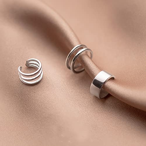 SLUYNZ Solid 925 Sterling Silver Ear Cuff Earrings for Women No Piercing Cartilage Earrings Tri Earrings, Helix Cuff Earrings for Men4