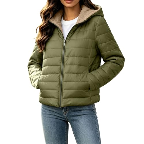 Puffer Coats for Women Short Quilted Warm Jackets Sherpa Lined Outerwear - image 3