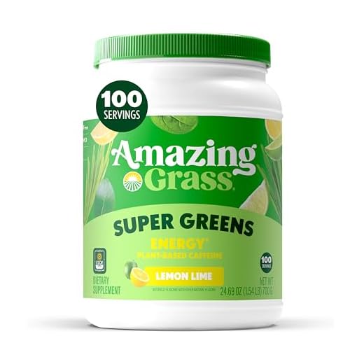 Amazing Grass Green Superfood Energy: Smoothie Mix, Super Greens Powder & Plant Based Caffeine with Green Tea and Flax Seed, Nootropics Support, Lemon Lime, 100 Servings