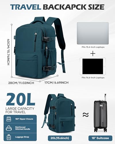 Carry on Travel Backpack for Women Men Personal Item Bag Waterproof Weekender Essentials Airline Approved Business Gym College Causal Daypack Mochilas de Viaje Peacock Blue2