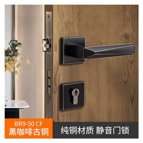 Poignée de serrure de porte intérieure en cuivre pur fendu noir - 4