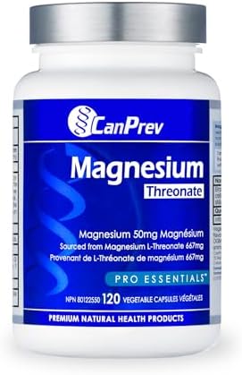 CanPrev Magnesium L-Threonate 50mg, 120 Capsules 120-Day Supply - Optimal Absorption Formula for Improve Sleep, Muscle Function, Maintain Healthy Electrolyte Balance - Vegan, Non-GMO and Gluten-Free