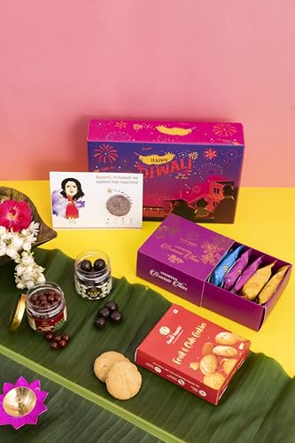 Image of The Flavour Republic Premium Diwali Treat Gift Box | Bhai Dooj & Deewali Hamper with Brownie Thins, Mukhwas Paan Shots & Healthy Snacks | Perfect for Birthdays, Anniversaries, Friends, Family & Corporate Gifting | Gourmet Snack Box