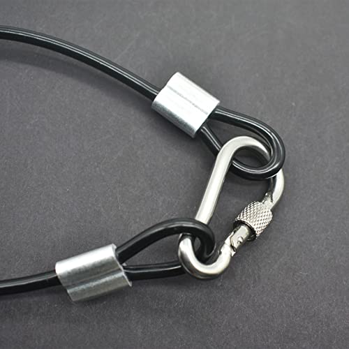 Floyutin 5 Pcs 4mm Wire 24 inch Vinyl Coated Stainless Steel Cable with Loops Short Wire Rope Lanyard Lock Security Chain Link for Outdoor Gates, Black(4mm x 24inch)