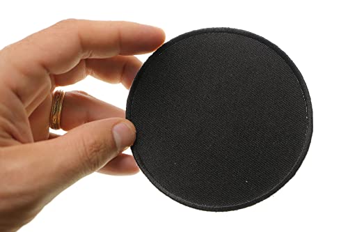 Black 4 Inch Round Blank Patch - By Ivamis Trading - 4X4 Inch - Twill Fabric - Paper Backing - Embroidered And Laser Cut Borders #TOP2