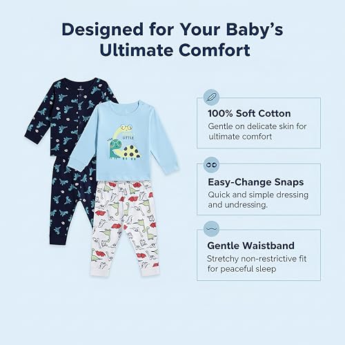 Image of Mothercare Girls Autumn Charm Printed Full Sleeve 4-Piece Top and Pyjama Set
