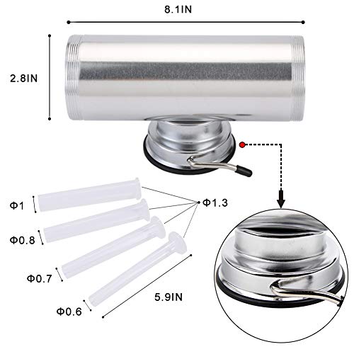 MASTER FENG Sausage Stuffer, Horizontal Kitchen Aluminum Meat Sausage Maker with Suction Base Packed 4 Size Professional Filling Nozzles for Homemade (2LBS SUCTION CUP)