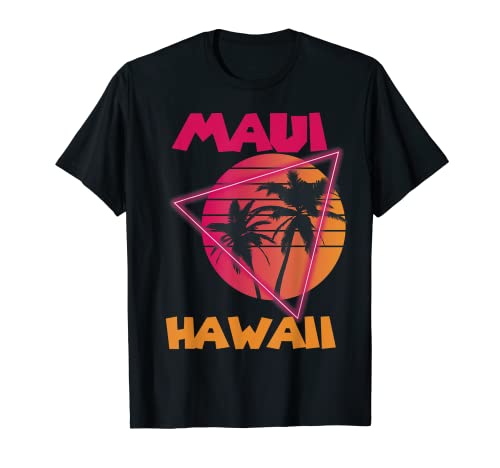 Maui Surfing Hawaii Vacation Palmera Playa Océano Camiseta