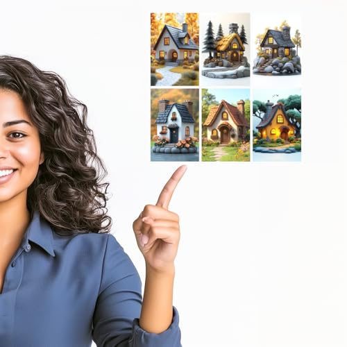 Image of SiddArtify Cottagecore Wall Art Prints Set - Whimsical House Poster Decor for Living Room Bedroom - Set of 2-4x6 Inch - Board (Pack of 6) - Sticker (Pack of 6)