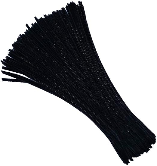 Image of 100Pc Pipe Cleaners Craft Set | Chenille Stem Fuzzy Sticks DIY Craft Supplies for Art Projects Activities, Decorations, Flower Making, Modeling & Sculpting (Black)