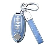 ShuDay Key Fob Cover Case Compatible with Nissan Altima SR Armada SL Maxima Murano Pathfinder Rogue Titan Versa Sentra (5-Button, Blue)