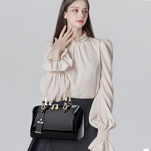Bolso satchel para mujer de cuero patentado brillante ZiMing, bolso de mano con asa superior, bolso tote mediano, bolso de hombro miniatura 2