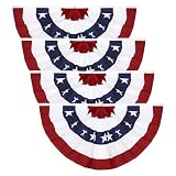 3x6 Ft American Pleated Fan Flag (Set of 4) – Patriotic Half Fan Bunting, 4th of...
