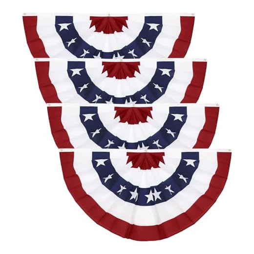 3 x 6 Ft American Pleated Fan Flag, USA Patriotic Half Fan Bunting Flag, Decoration Flags (Set of 4)