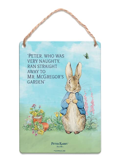 Metal Dangler Sign (65 x 90 mm) - Beatrix Potter - Peter Rabbit - Peter, who was very naughty — image 1