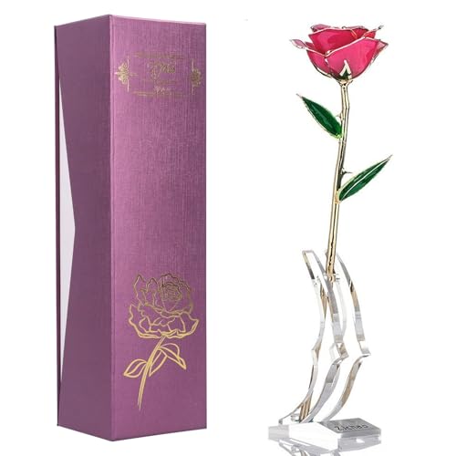 Rose Plaquée Or : fleur décorative avec base métallique pour salon et bureau - 7