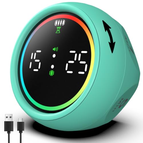 Image of Pomodoro Timer Cube, Desk Timer for Productivity with 1, 5, 10 Min Preset Countdown, Stopwatch and Custom Countdown, for Kids, ADHD, Study, Work, Fitness, Cooking (Cyan)