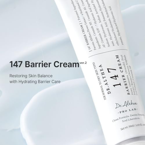 Image of Dr.Althea 147 Barrier Cram, Korean Skincare, 0.50 Fl Oz (Ver.2 - Pack of 1) | Deep Hydration, Daily Skin Care with Ceramides, NAD, Hyaluronic Acid, Ectoin, Vegan Face Moisturizer for All Skin Types