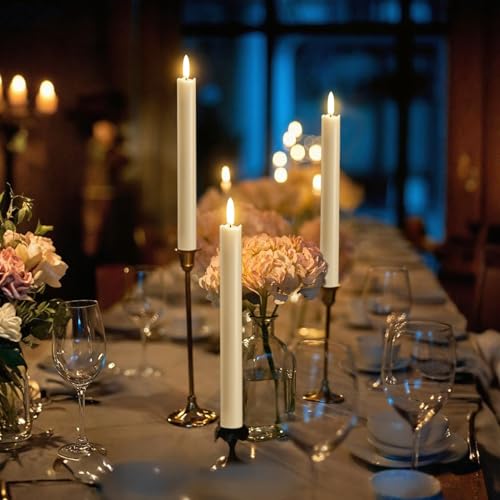 Image of Taper Candles Battery Operated with Remote Timer, with Remote Timer Flameless Taper Candles, LED Flameless Candlesticks for Halloween Christmas Home Decor(Set of 3, 0.78 inch x 9.65 inch)