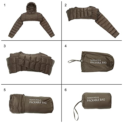 Rokka&Rolla Women's Lightweight Packable Puffer Jacket Water-Resistant Hooded Winter Long Coat #TOP5