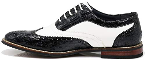 Men's Dress Oxfords Shoes Italy Modern Designer Wingtip Captoe 2 Tone Lace Up Shoes3