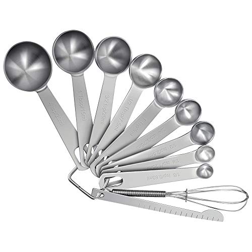 Measuring Spoons Set (Set of 11) Stainless Steel Measuring Spoons for Dry and Liquid Ingredients, Cooking and Baking