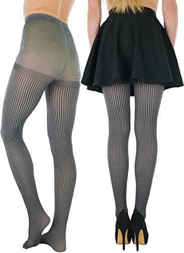 Image of ToBeInStyle Womens High Fashion Sheer Full Footed Vertical Stripe Tights