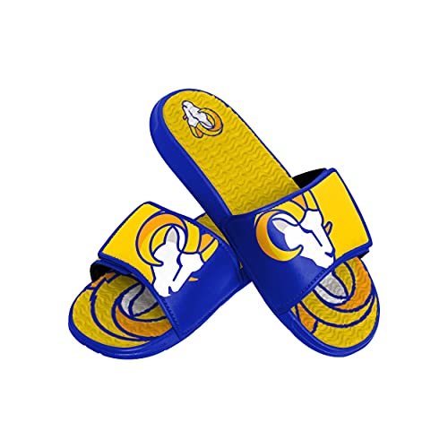 FOCO Los Angeles Rams NFL Mens Colorblock Big Logo Gel Slide - XL