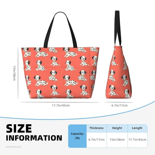 Large Beach Bags for Women Sandproof - Cute Spotted Dogs Print Summer Travel Work Tote Bags with Zipper2