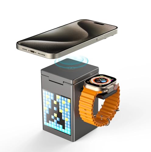 Chillitech® 6-in-1 Magnetic Charging Dock Speaker with Light Display, Portable Compact 15W Fast Wireless Charging Station with Ambient Lights Alarm Clock, Bluetooth Speaker, Clock - Magnetic Charging